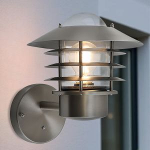 Edelstahl Außen Wandleuchte mit Dämmerungsmelder Silber, Felice, IP44
