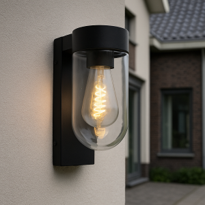 Aluminium Außen Wandleuchte mit Dämmerungsmelder Schwarz, Bella, IP44