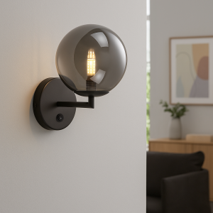 Design Wandleuchte Grau, Remo, mit Schalter