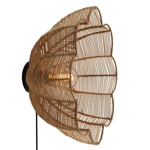 Rattan Wandleuchte Braun, Heather, mit Schalter