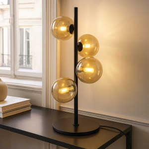 Design Tischleuchte Bernstein, Remo, mit Schalter