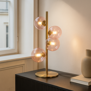 Design Tischleuchte Rosa, Remo, mit Schalter