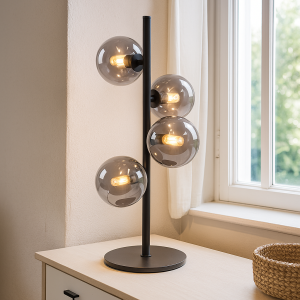 Design Tischleuchte Grau, Remo, mit Schalter