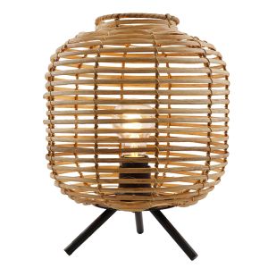 Rattan Tischleuchte Braun, Pinar, mit Schalter