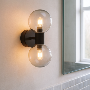 Moderne Wandleuchte Badezimmer Schwarz, Amer, IP44