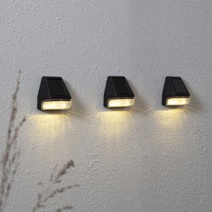3er-Pack Solar-Wandleuchten Ammar, schwarz, mit Dämmerungssensor