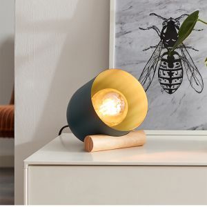Holz Tischleuchte Blau, Riaz, mit Schalter