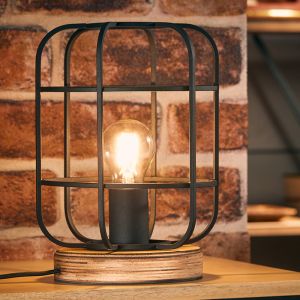 Holz Tischleuchte Schwarz, Taede