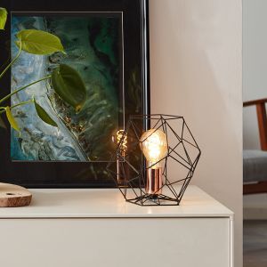 Industrielle Tischleuchte Kupfer, Noelle, mit Schalter