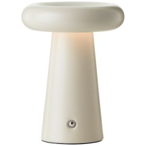 Moderne aufladbare Außen Tischlampe Beige, Stig, 3W, 3000K LED, IP44, 3-stufig dimmbar