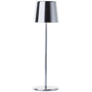 Moderne aufladbare Außen Tischlampe Nickel, Skander, 4W, warm- bis kaltweiß einstellbare LED, IP44, mit Touch-Dimmer