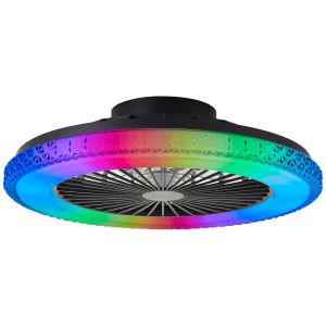 Moderne Deckenventilator Schwarz, Baki, 40W, RGBW LED, mit Fernbedienung