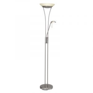 Glas Leselampe Stehlampe Chrom, Ivan, 18W, 3000K LED, mit Schalter