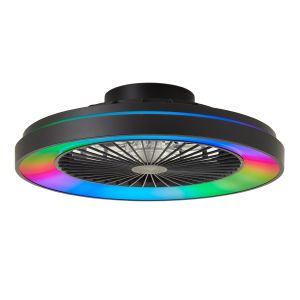 Moderne Deckenventilator Schwarz, Yasir, 40W, RGBW LED, mit Fernbedienung