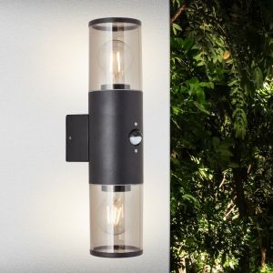 Moderne Außen Wandleuchte mit Bewegungsmelder Schwarz, Sherwin, IP44