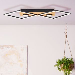 Holz Deckenlampe Schwarz, Virginia, 32W, 3000K LED