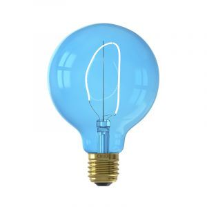 Blaue Calex LED Globe, Aminata, G95, E27, 4W, 2200k (zusätzliches atmosphärisches Weiß), dimmbar