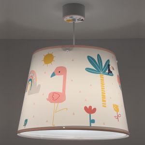 Pink Kinder Pendelleuchte Kunststoff, Flamingo