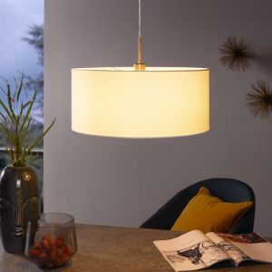 Weiße moderne Pendelleuchte Stoff, Abano