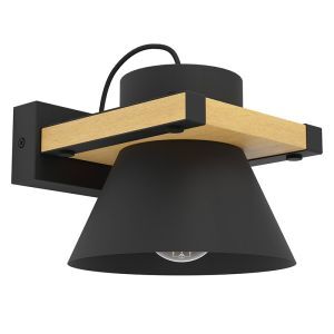 Schwarze retro Wandleuchte Holz, Juanita