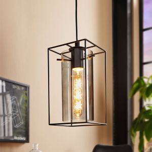 Schwarze industrielle Pendelleuchte Glas, Aprica