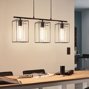 Schwarze industrielle Pendelleuchte Glas, Aprica