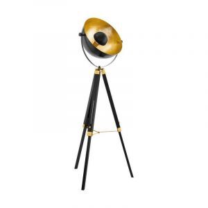 Schwarze moderne Stativlampe Stahl, Nickolas, mit Schalter