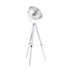 Weiße industrielle Stativlampe Stahl, Nickolas, mit Schalter