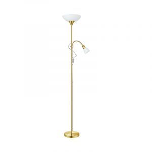 Goldene Leselampe Stehlampe Kunststoff, Burgo, mit Schalter