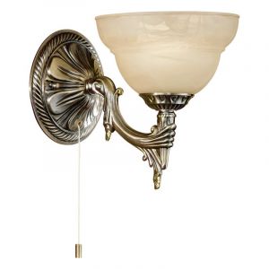 Bronze design Wandleuchte Glas, Eugine, mit Zugschalter