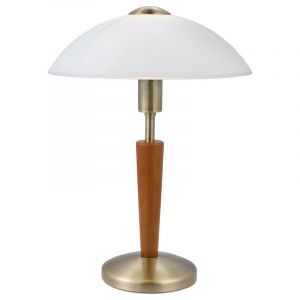 Bronze antik Tischleuchte Holz, Miam, mit Touch-Dimmer