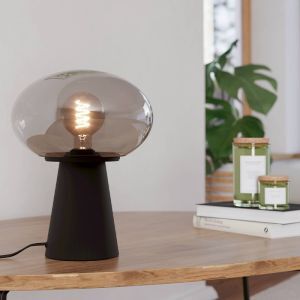 Graue design Tischleuchte Glas, Kirstin, mit Schalter