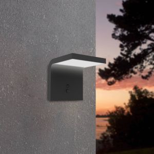 Schwarze Solar Außen Wandleuchte Kunststoff, Huseyin, 6,5W, 4000K LED, IP65