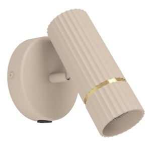 Beige moderne Wandleuchte Stahl, Vahid, mit Schalter