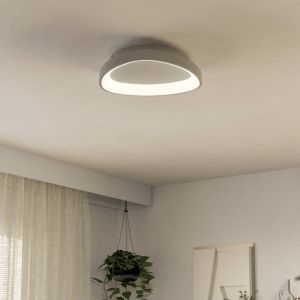 Weiße moderne Deckenleuchte Kunststoff, Shauni, 12W, warm- bis kaltweiß einstellbare LED, mit Fernbedienung