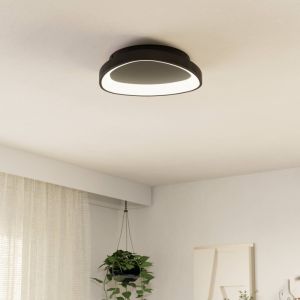 Schwarze moderne Deckenleuchte Kunststoff, Shauni, 12W, warm- bis kaltweiß einstellbare LED, mit Fernbedienung