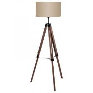 Braune landhaus Stativlampe Holz, Joana, mit Schalter