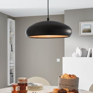Schwarze moderne Pendelleuchte Halbkugel Metall, Egine