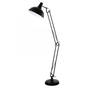 Schwarze industrielle Stehlampe Metall, Josha, mit Schalter