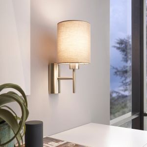 Taupe moderne Wandleuchte Stoff, Abano, mit Schalter
