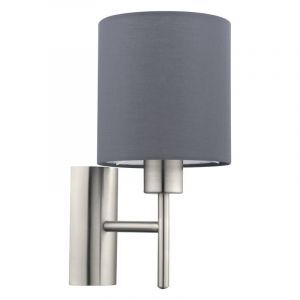 Graue moderne Wandleuchte Stoff, Abano, mit Schalter
