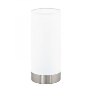 Weiße moderne Tischleuchte Stoff, Abano, mit Touch-Dimmer