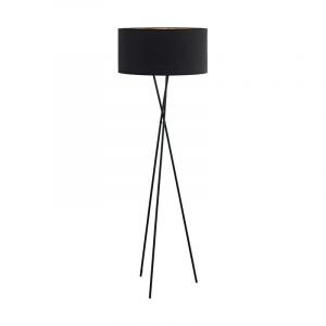 Schwarze moderne Stativlampe Stoff, Anuschka, mit Schalter