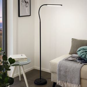 Schwarze moderne Stehlampe Kunststoff, Brennan, 5W, 4000K LED, mit Touch-Dimmer