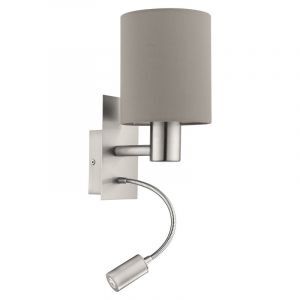 Taupe moderne Wandleuchte Stoff, Abano, mit Schalter