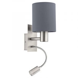 Graue moderne Wandleuchte Stoff, Abano, mit Schalter