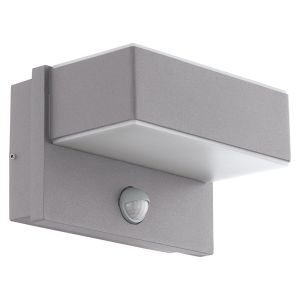 Silberne moderne Außen Wandleuchte mit Bewegungsmelder Metall, Jason, IP44