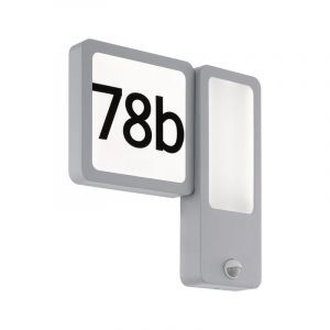 Silberne moderne Hausnummer Beleuchtung Aluminium, Mick, IP44