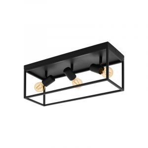 Schwarze industrielle Deckenlampe Stahl, Tyrza