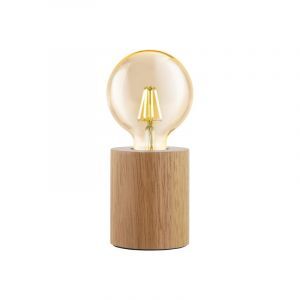 Holz Tischleuchte Braun, Yannic, mit Schalter